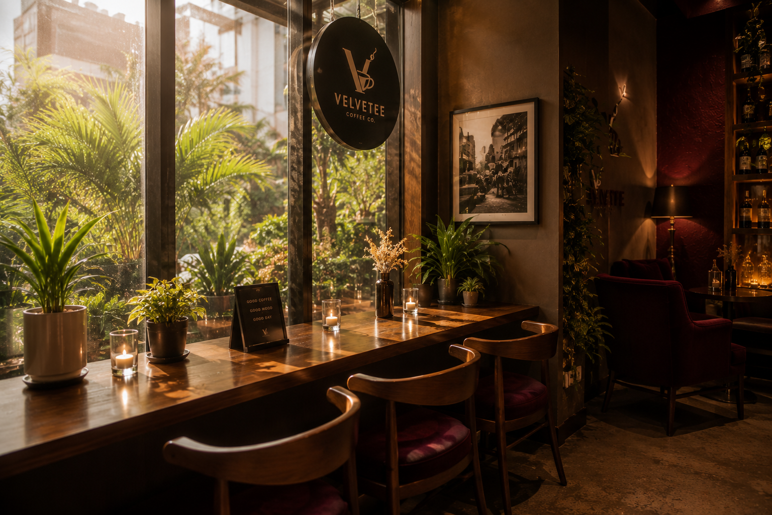 Velvetee window seating area