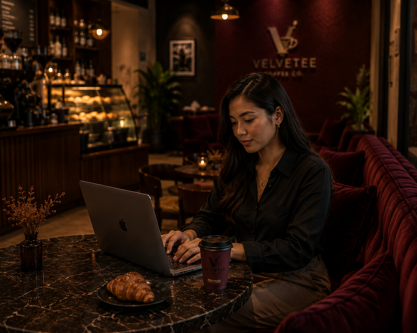 Customer working inside Velvetee