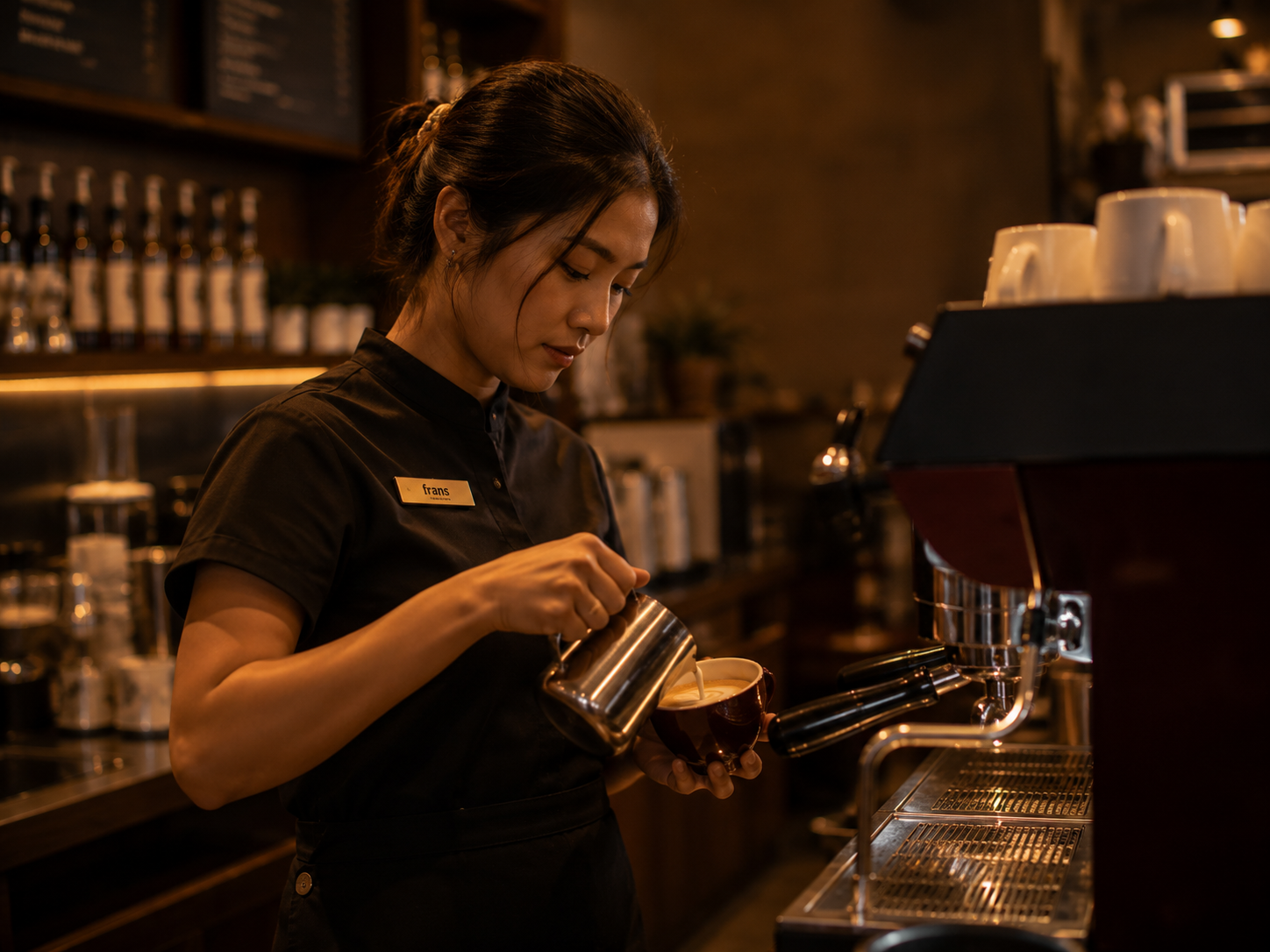 Barista preparing coffee